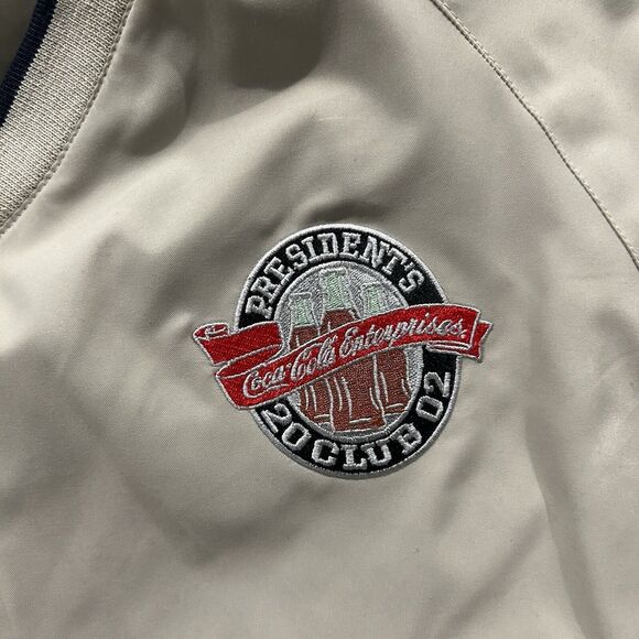 Vintage Coca Cola Windbreaker Mens XL Beige Embroidered Logo V Neck Pullover - Picture 4 of 9